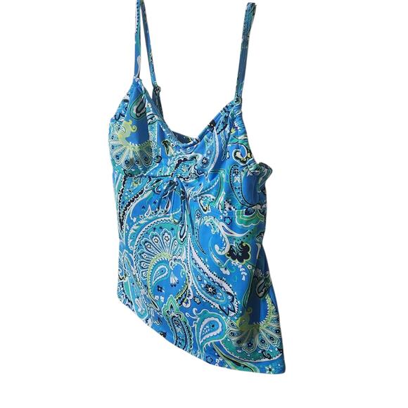 Lands End NEW Size 10L Swim Tankini Top Underwire Turquoise Paisley Tie Front - Picture 13 of 16